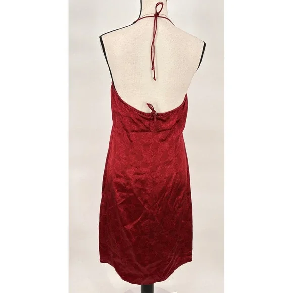 Banana Republic Red Floral 100% Silk Halter Midi Slip Dress Size 2 Midi